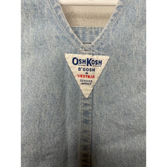 Vintage Osh Kosh B'Gosh Kids 1980s Light Jean Short Overalls Vestbak 24 Months - Picture 5 of 7